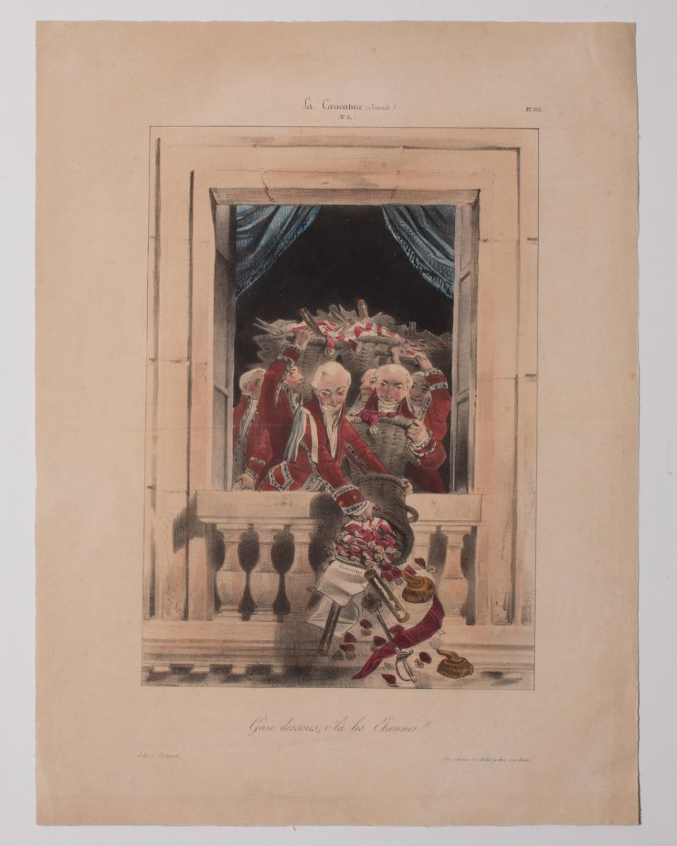 Unknown Figurative Print - Gare Dessous - Lithograph  - 19th century