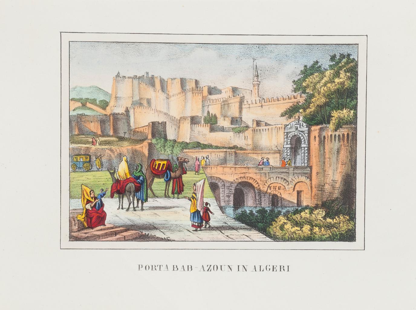 Unknown Landscape Print - Gate in Algeria - Original Lithograph - 1846