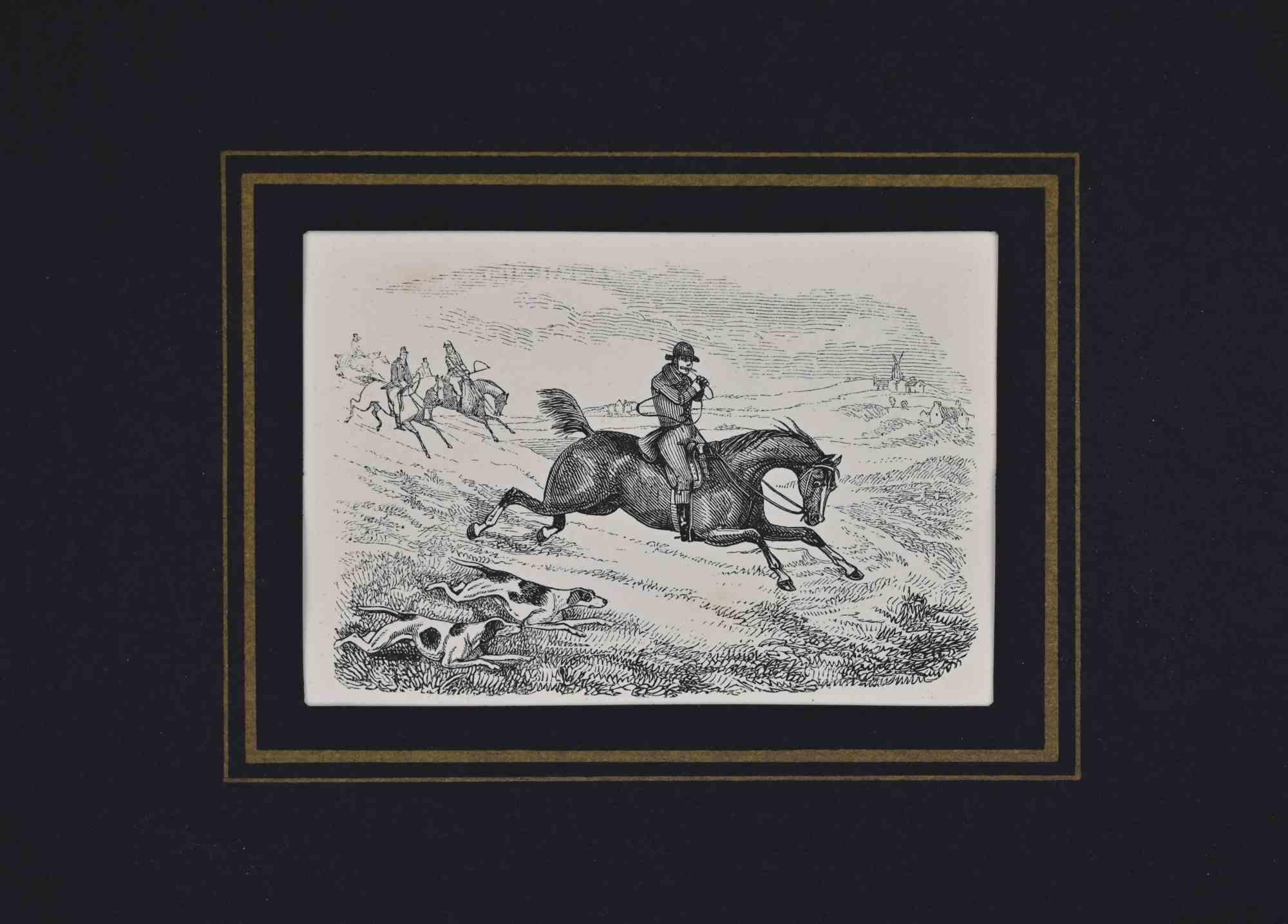 Figurative Print Unknown - Gentleman à cheval - Lithographie - 19e siècle