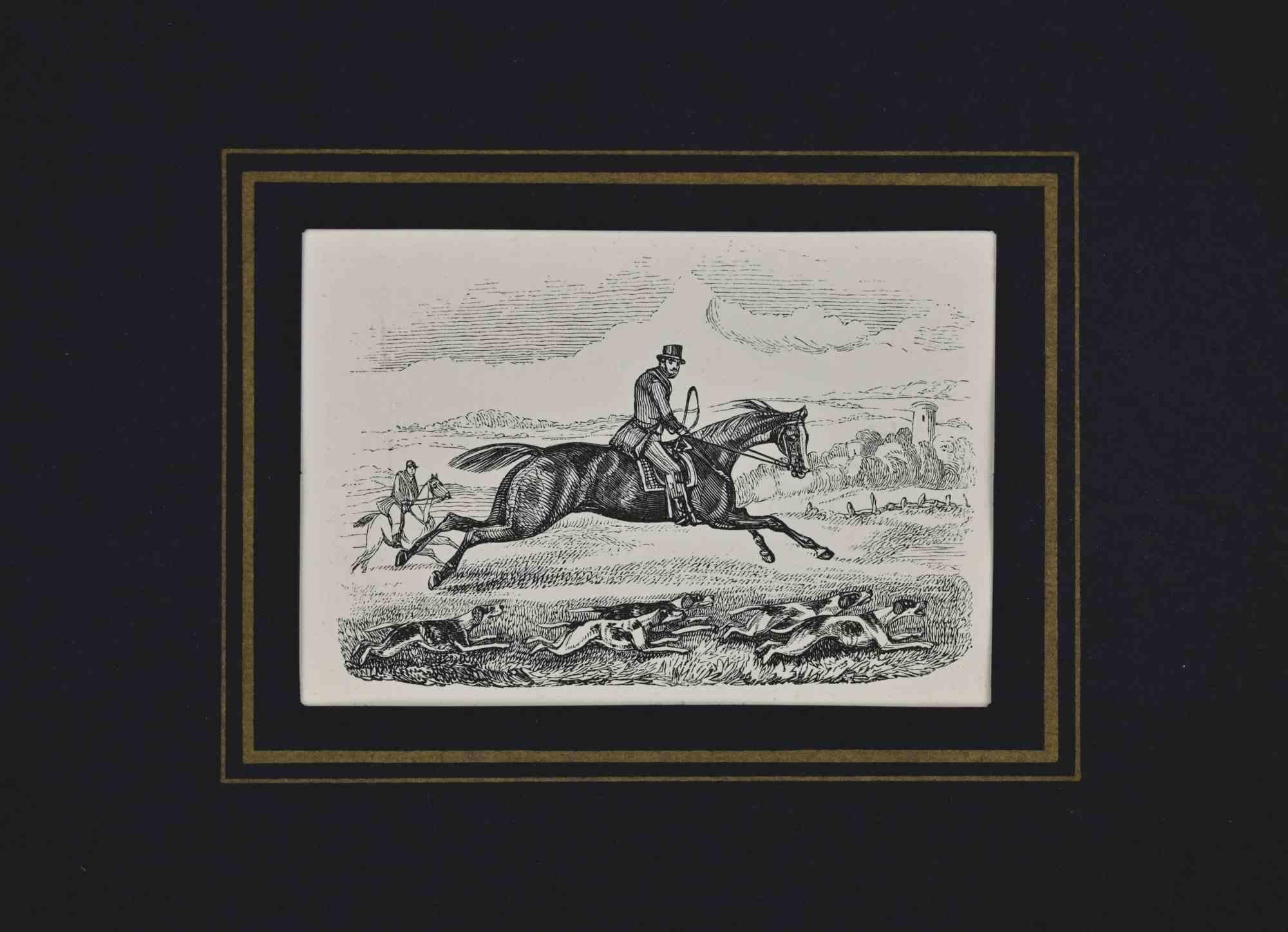 Figurative Print Unknown - Gentleman à cheval - Lithographie - 19e siècle