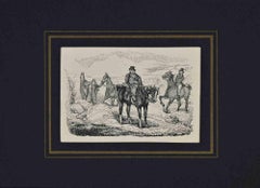 Antique Gentlemen Riding Horses - Lithograph - 19th Century