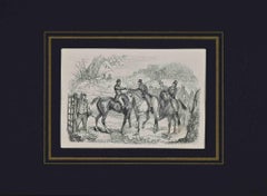 Antique Gentlemen Riding Horses - Lithograph - 19th Century