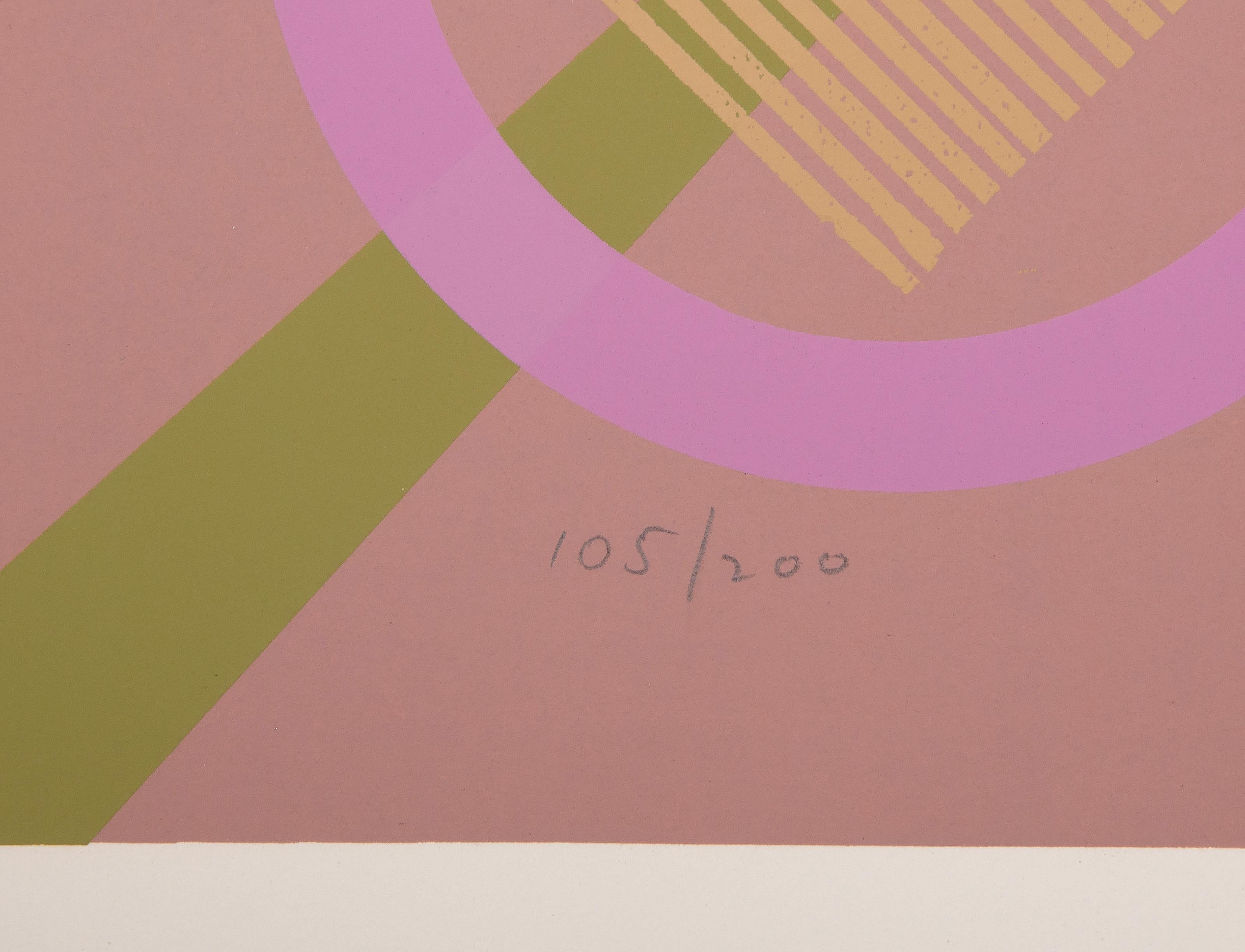 Composizione geometrica, serigrafia Op Art di un artista sconosciuto - Figurative Print Beige di Robert Tucker