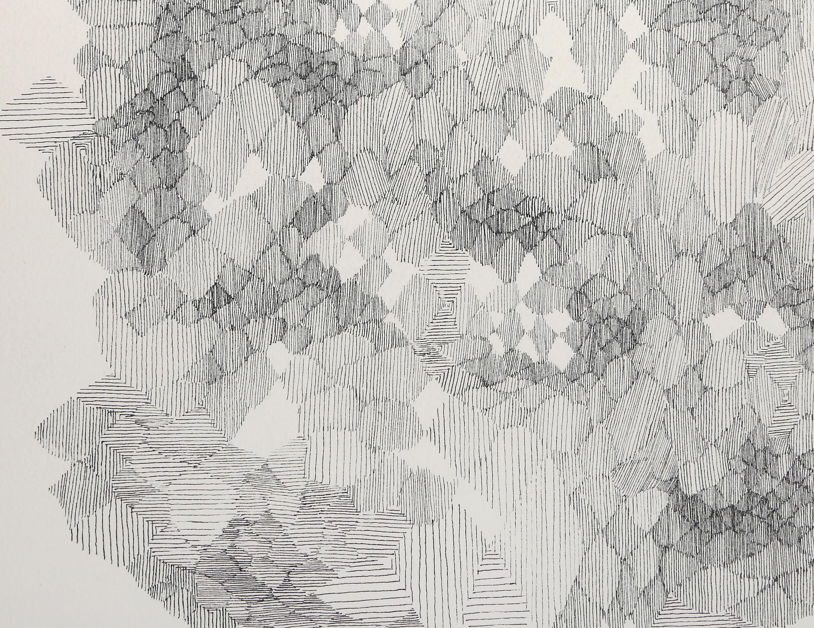 Geometric Hive, Modern Etching - Gray Abstract Print by Unknown