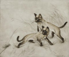 George Vernon Stokes (1873-1954) - Acquaforte, Gatti siamesi e una cavalletta