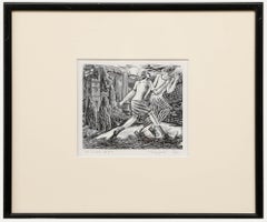 George William Tute (nato nel 1933) - 1987 xilografia, Joggers