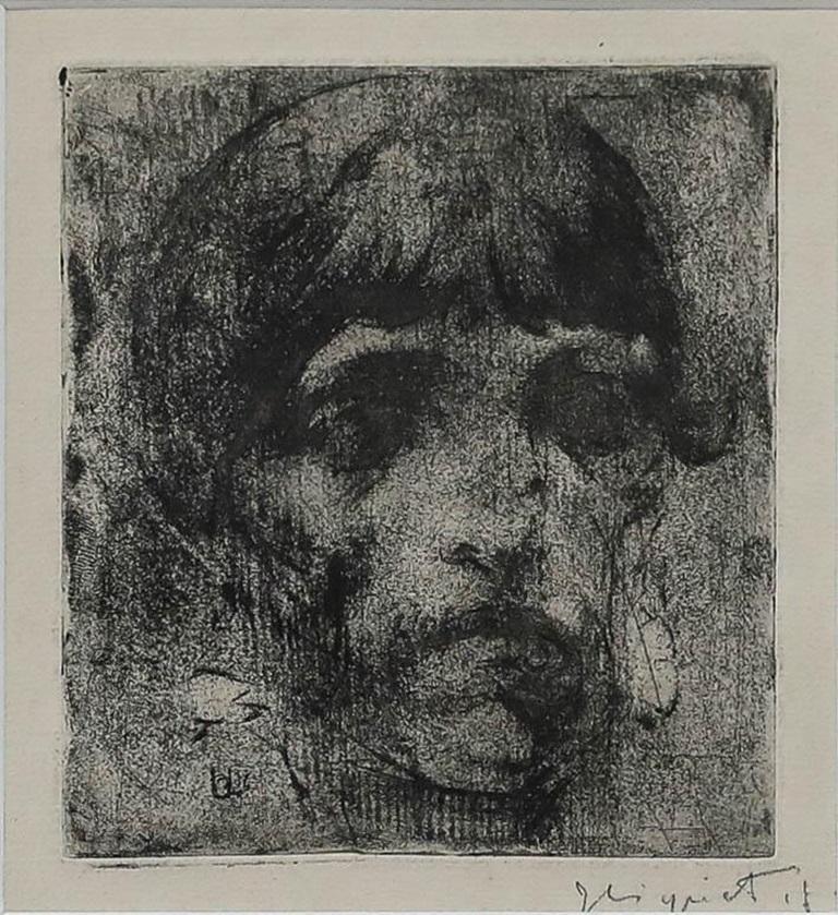 Georges Higuet (1892-1958) - Early 20th Century Mezzotint, Melancholy Girl - Gray Portrait Print by Unknown