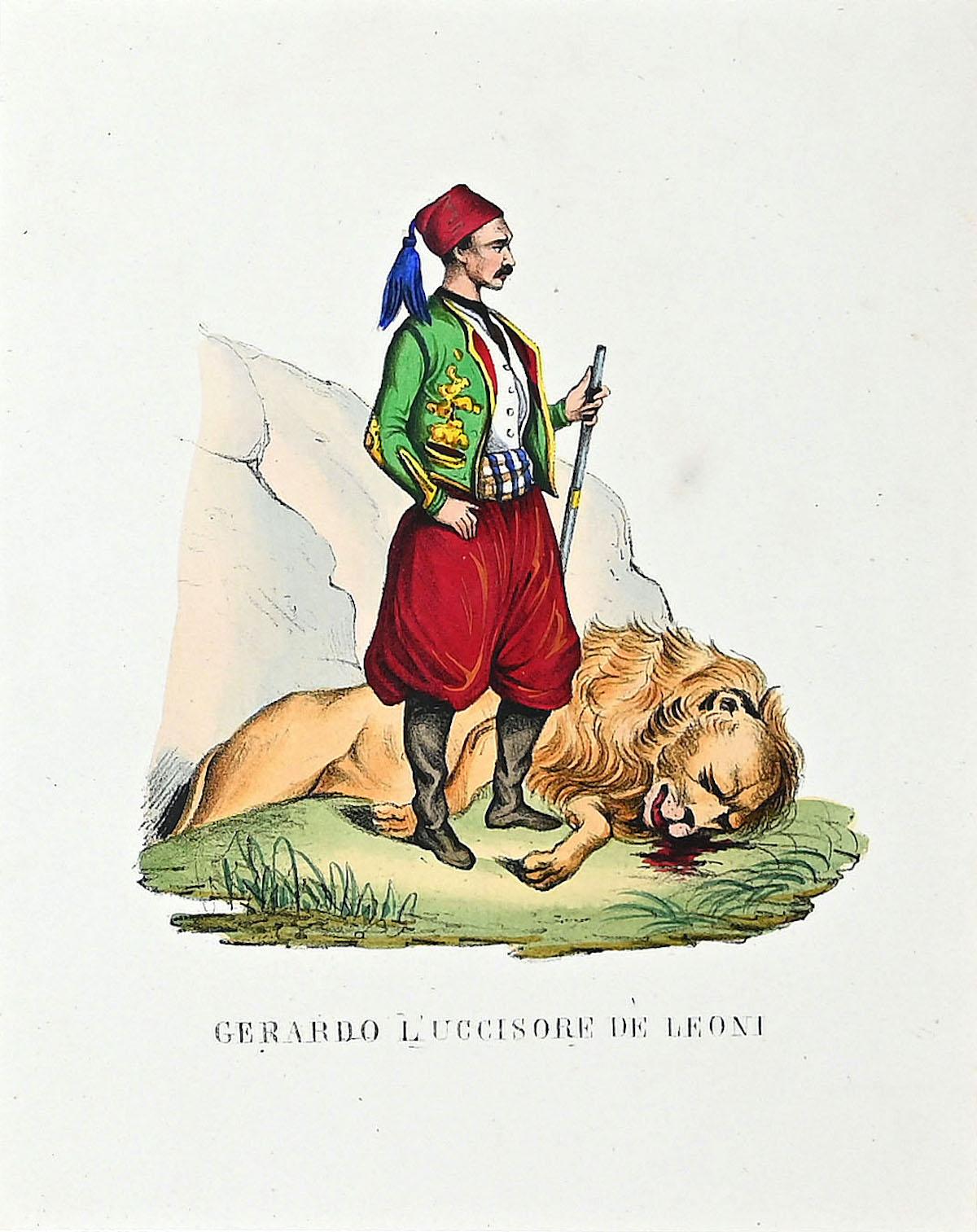 Unknown Figurative Print - Geraldo l'Uccisore (Geraldo the Killer)- Original Lithograph - 1849