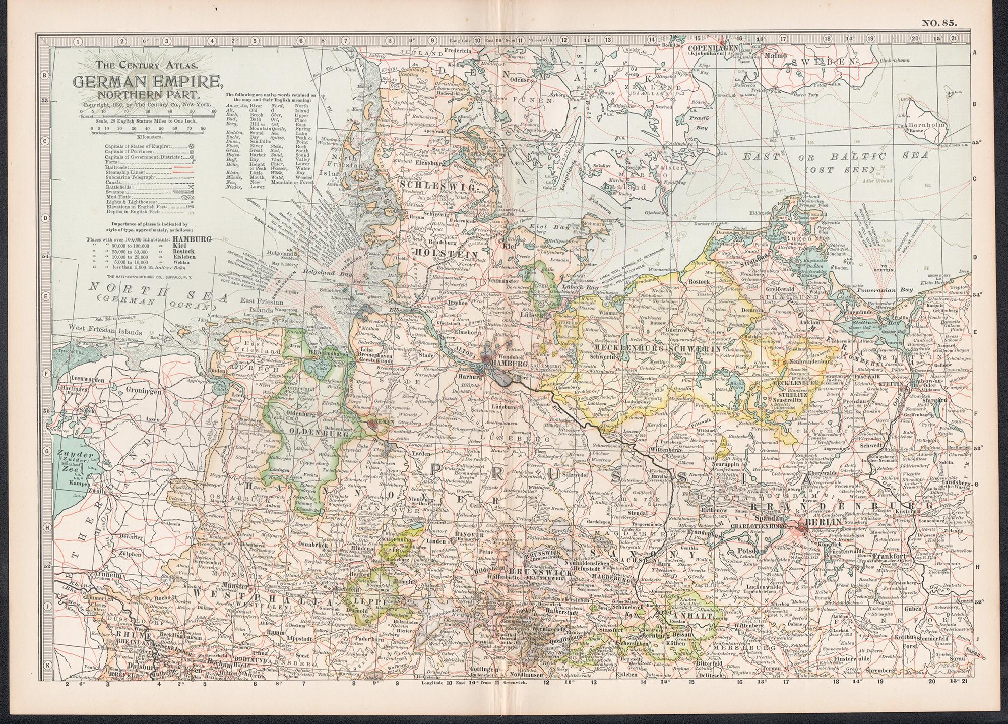 German Empire, Northern Part. Century Atlas antique vintage map - Print by Unknown
