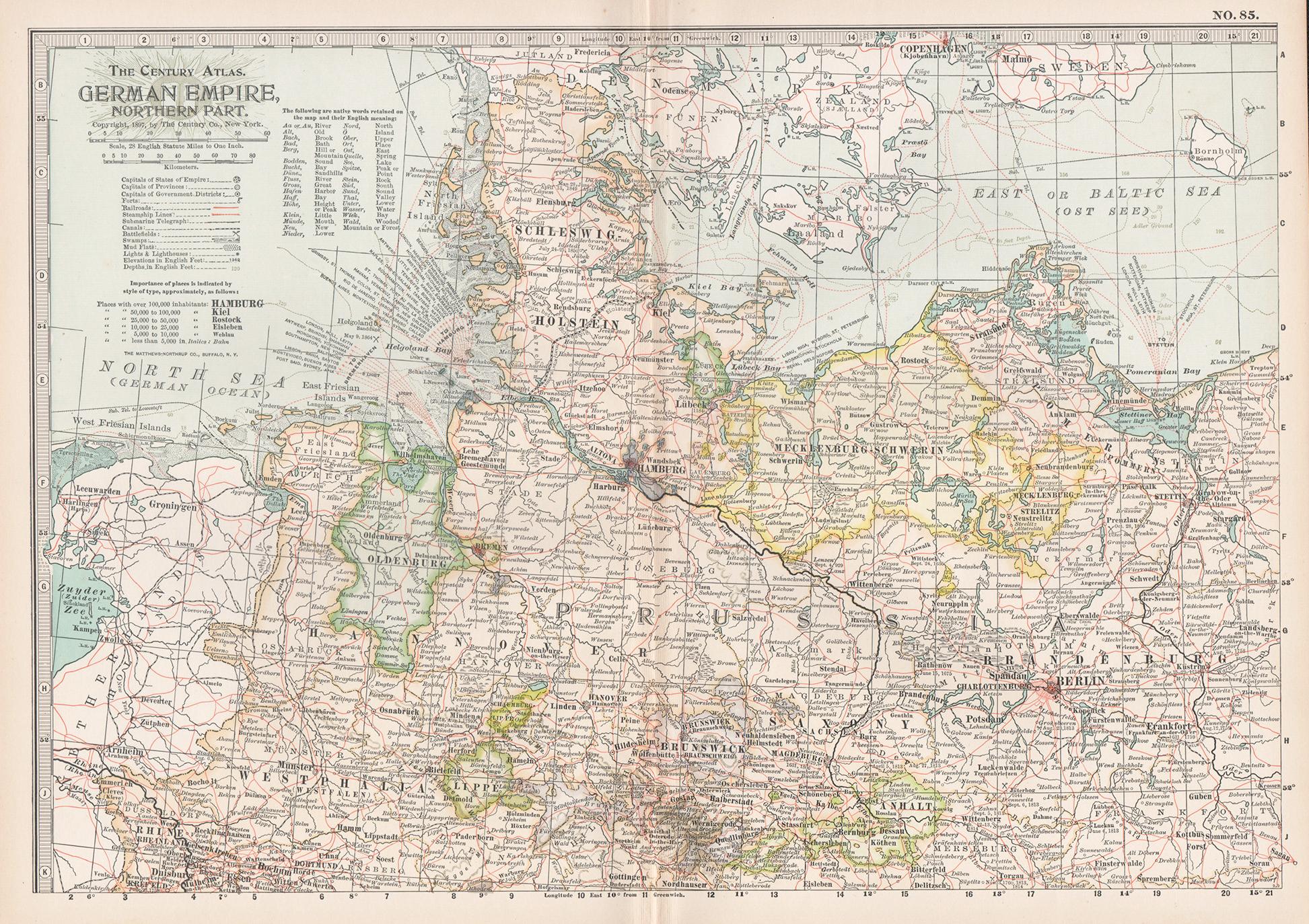 Unknown Print - German Empire, Northern Part. Century Atlas antique vintage map