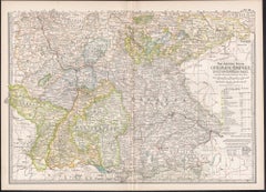 German Empire, Southwestern Part. Century Atlas antique vintage map