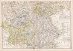 German Empire, Southwestern Part. Century Atlas antique vintage map