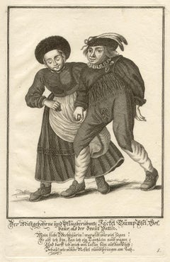 German folk dancing, set of six engravings, circa 1720