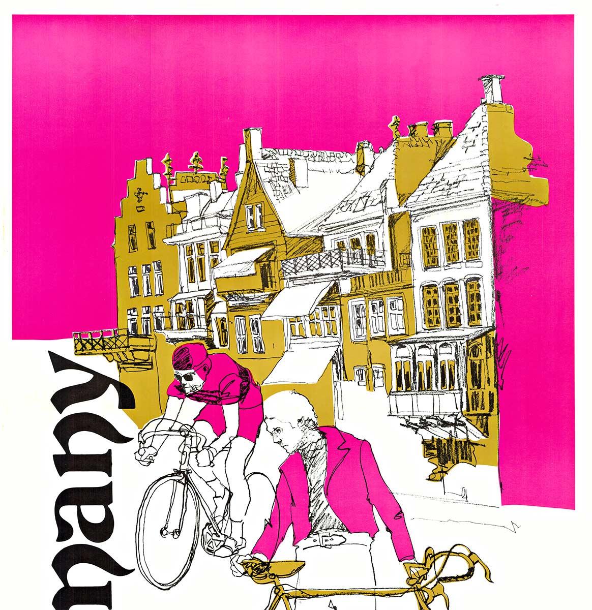 Viajes a Alemania  por Bicicleta - serigrafía - cartel bicicleta - Print de Unknown
