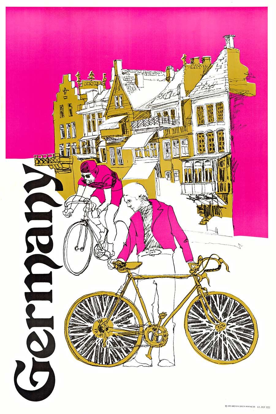 Viaggio in Germania  by Bicycle - serigrafia - poster bicicletta