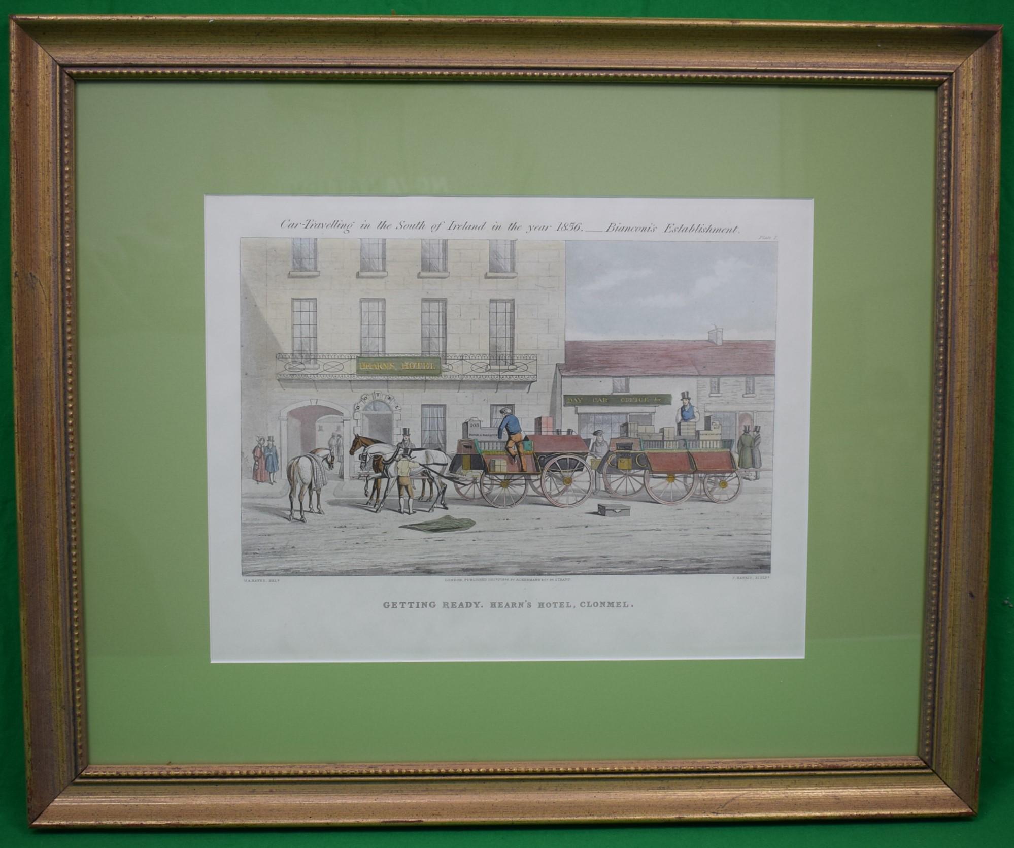 "Getting Ready. Hearn's Hotel, Clonmel" 1856 Aquatint - Print by Unknown