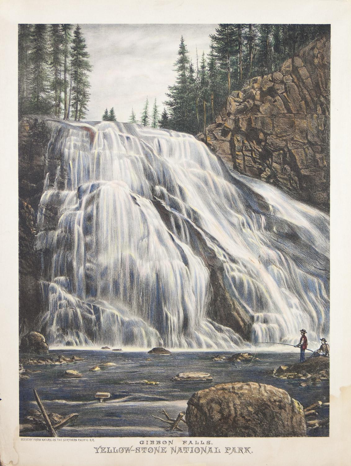 Unknown Figurative Print - Gibbon Falls, Yellow-Stone National Park