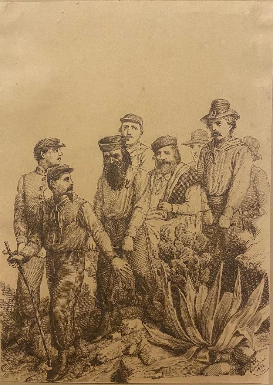 Giuseppe Garibaldi e i suoi Garibaldini - Original Fotolithographie - 1862