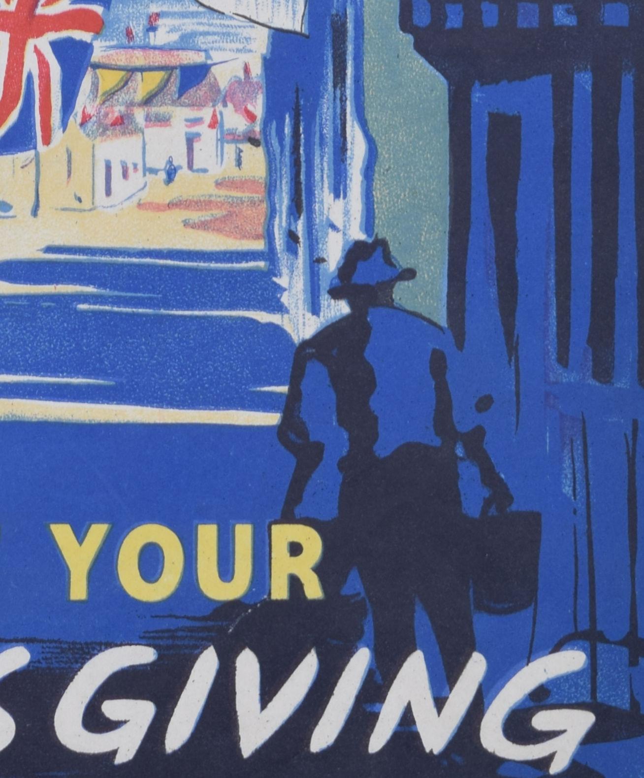 Give Thanks By Saving original vintage National Savings poster For Sale 4