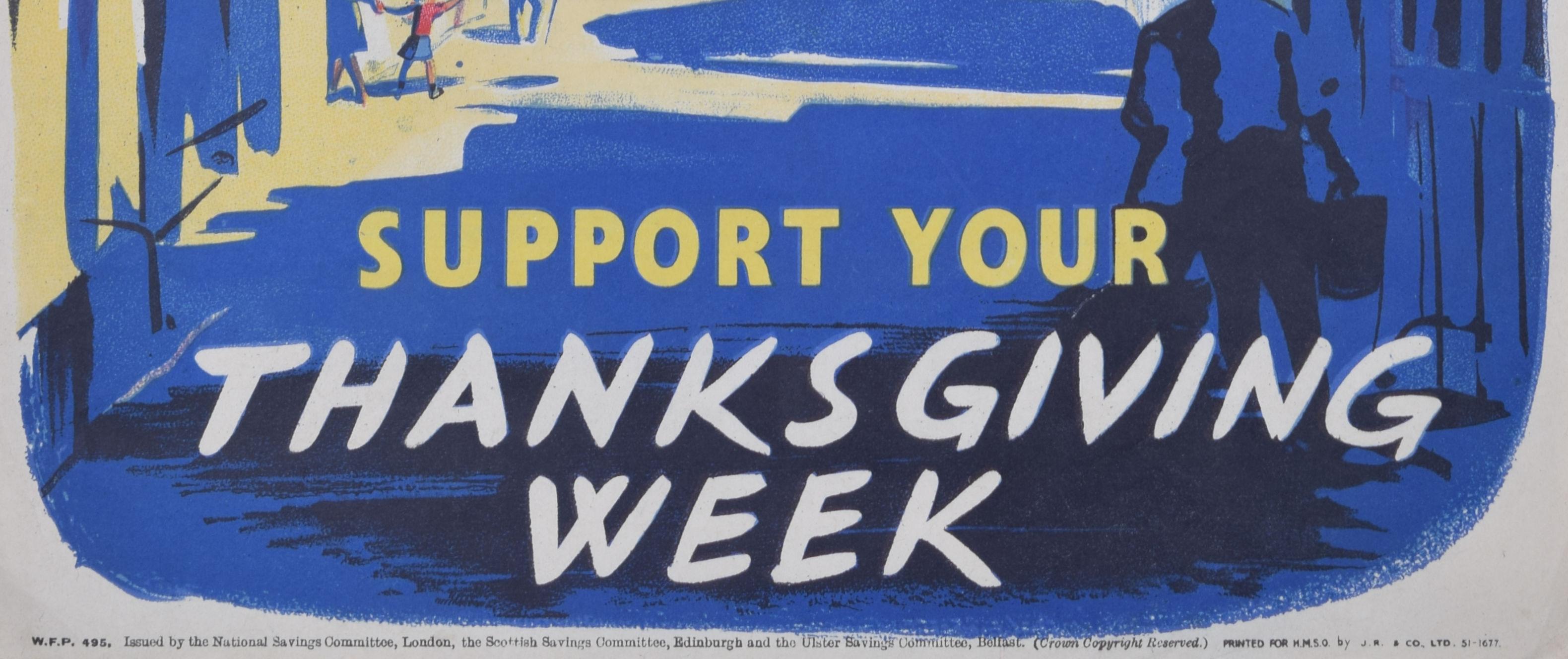 Give Thanks By Saving Original Vintage National Savings Poster im Angebot 5