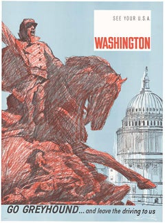 Go Greyhound - Washington D. C. original Vintage USA travel poster