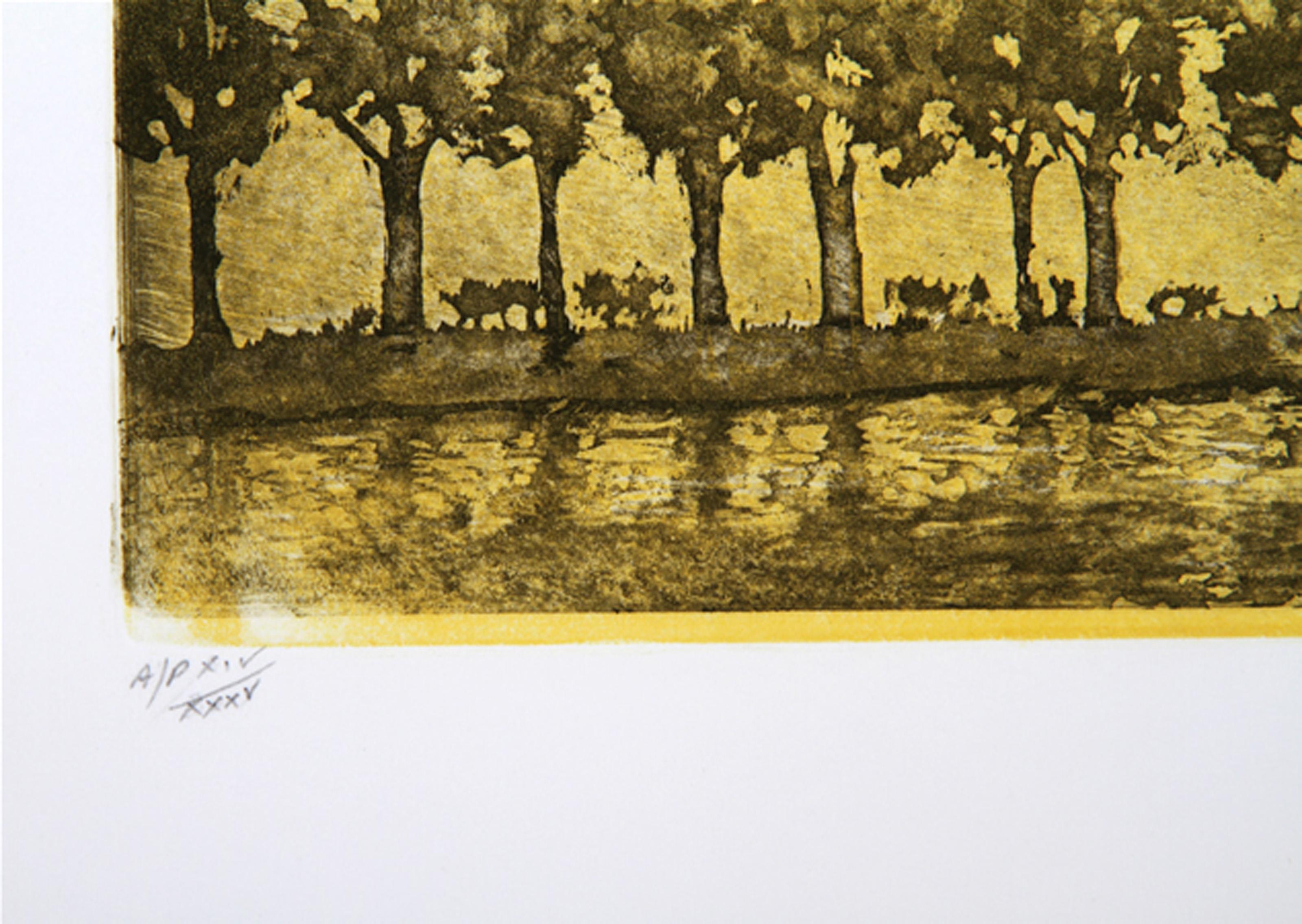 Golden Apple, Surrealist Aquatint Etching by Hank Laventhol For Sale 2