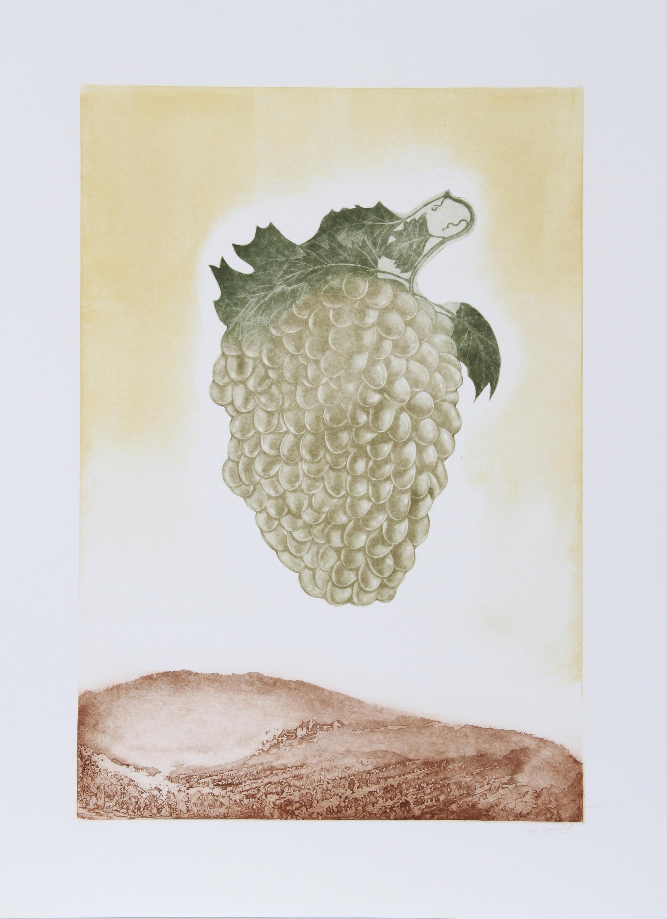 Goldene Trauben, Surrealistische Aquatinta-Radierung von Hank Laventhol