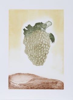 Uvas de oro, aguafuerte surrealista de Hank Laventhol