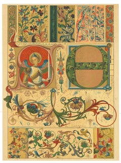 Motifs décoratifs gothiques - Chromolithographie vintage - Début du 20e siècle