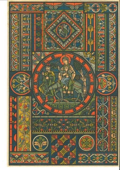 Motivi decorativi gotici - Cromolitografia d'epoca - Inizio XX secolo