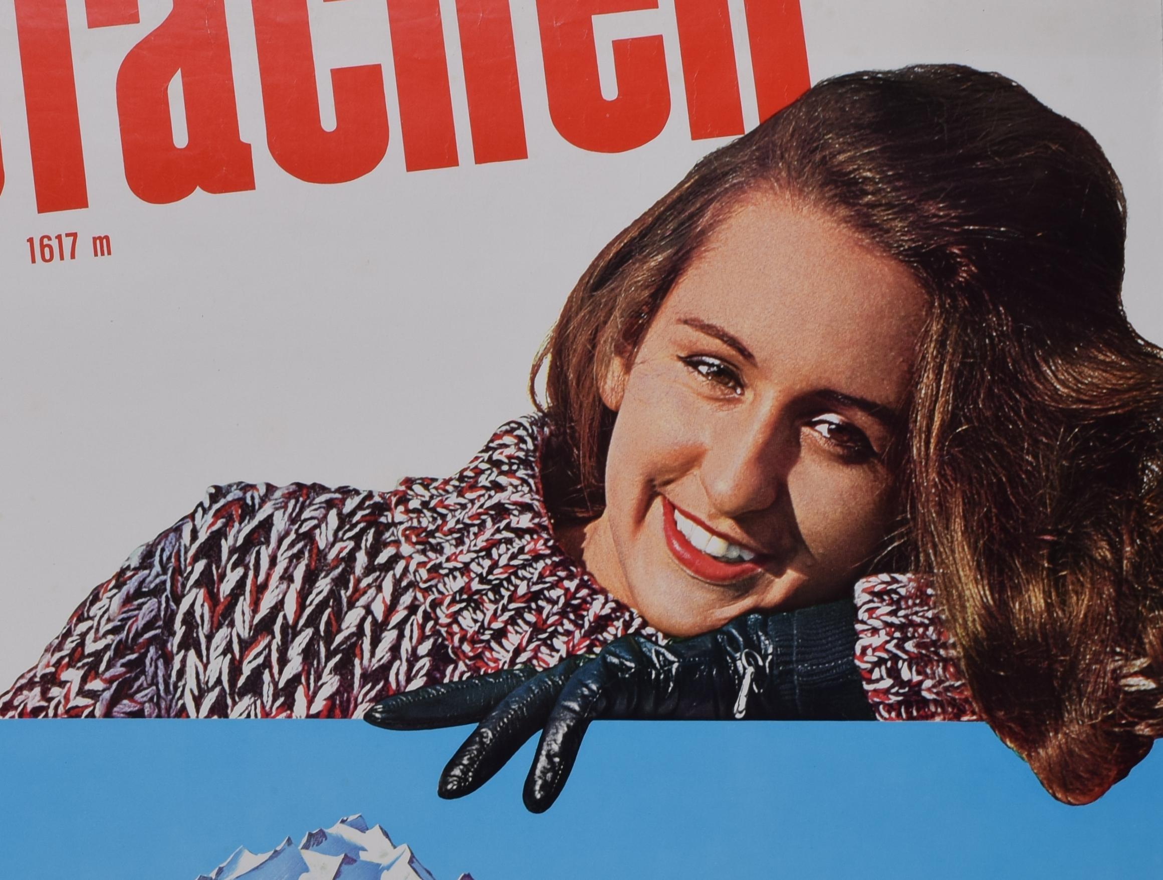 Grächen, Valais / Wallis, Switzerland original vintage skiing poster For Sale 1