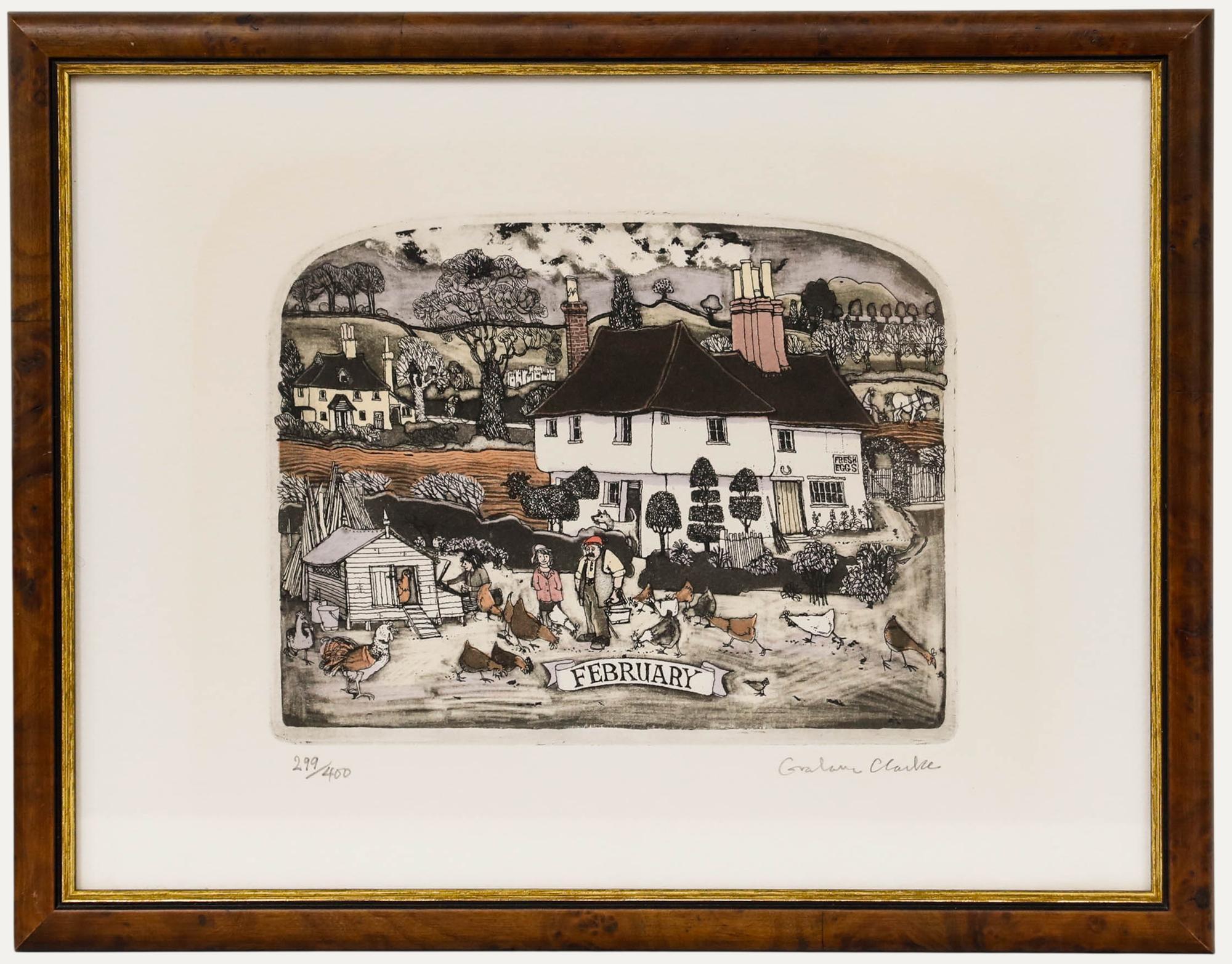 Graham Clarke (b.1941) - Framed 20th Century Etching, February