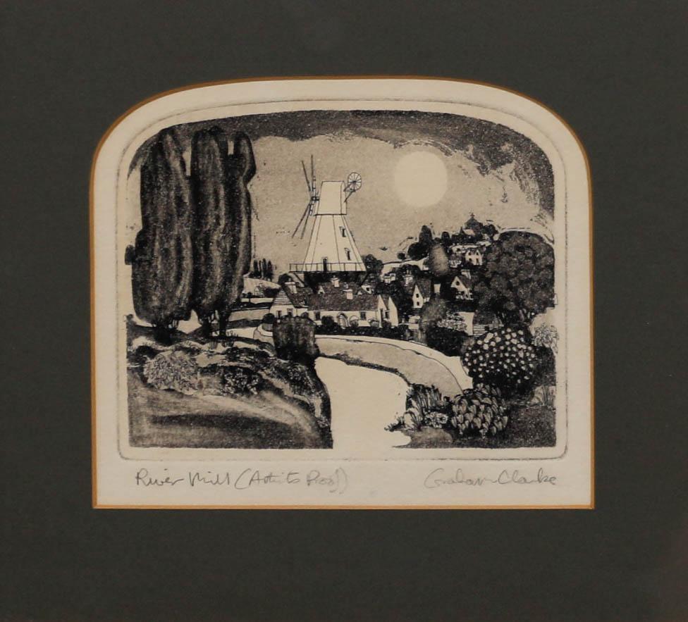 Graham Clarke (b.1941) - Framed 20th Century Etching, River Mill - Print by Unknown