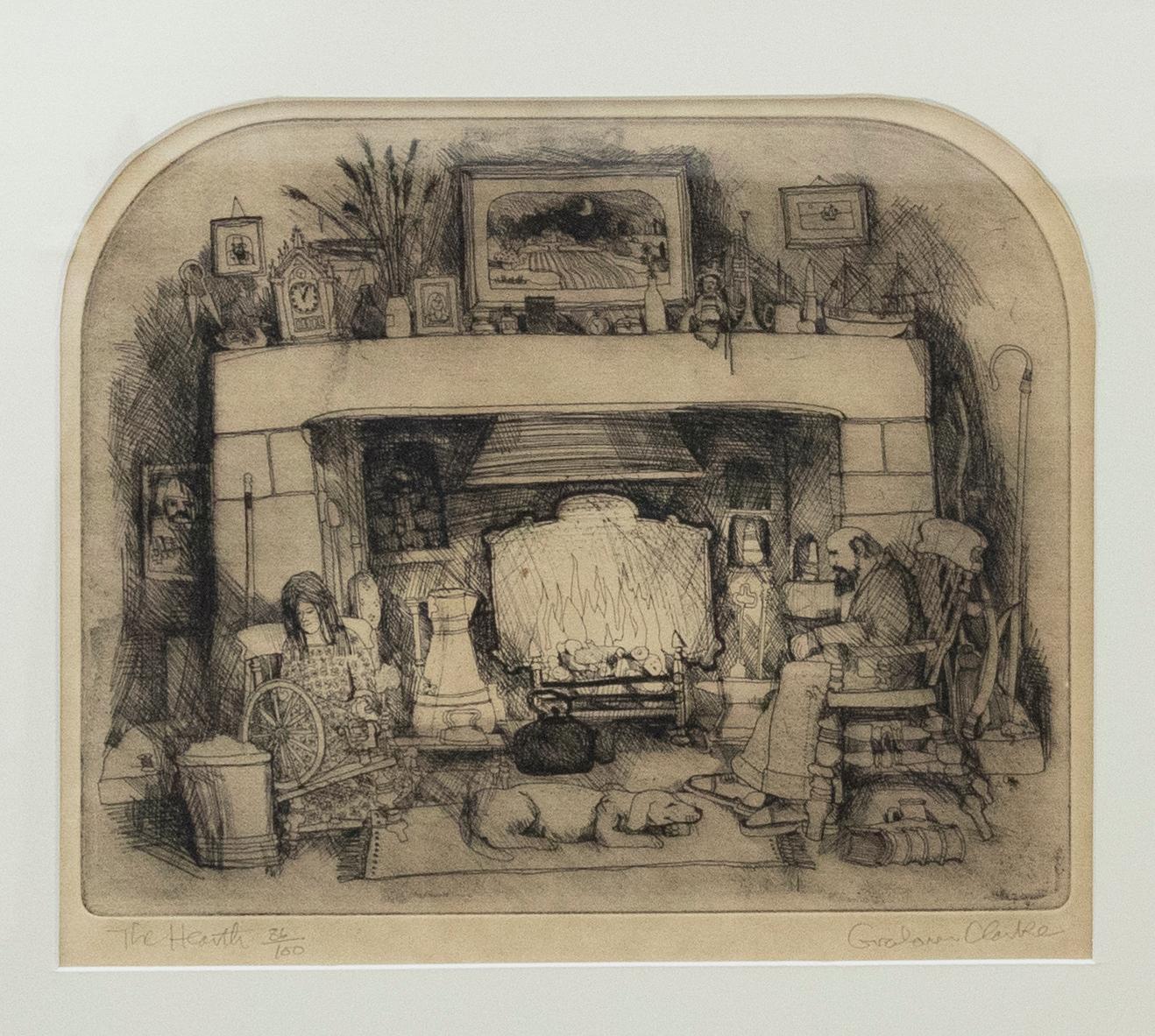 Graham Clarke (b.1941) - Framed 20th Century Etching, The Hearth - Print by Unknown