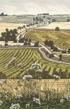 Graham Evernden - Framed 20th Century Etching, Great Cheverell Hill