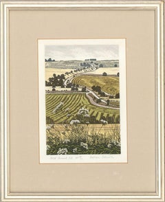 Graham Evernden, gravure encadrée du 20e siècle, Great Cheverell Hill