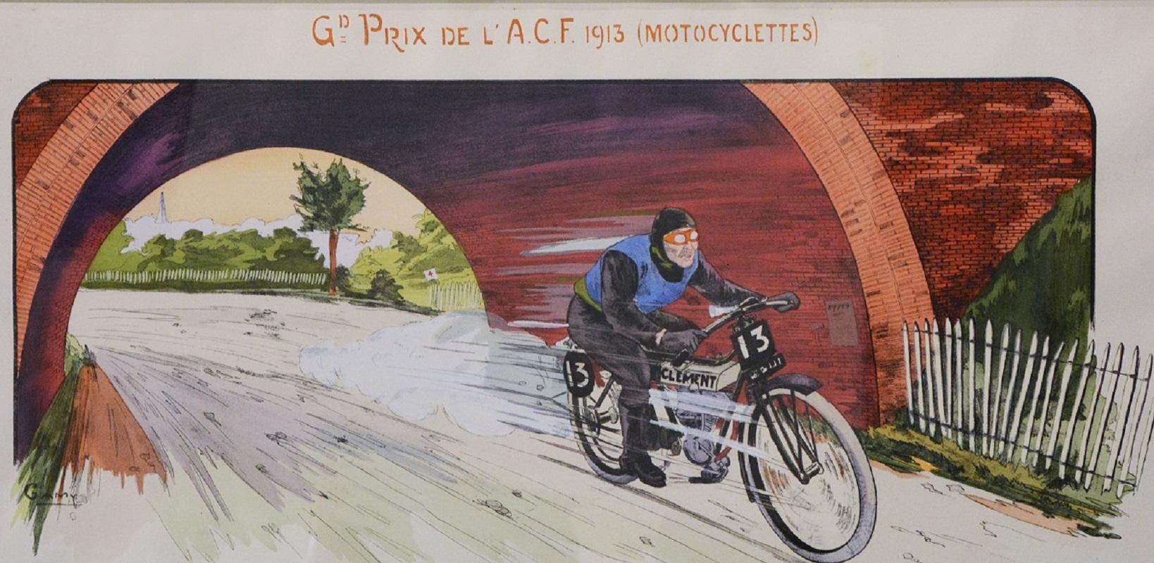 Grand Prix de l’A.C.F. 1913 (Motocyclettes). - Art Deco Print by Unknown