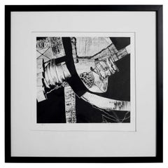 Graphic Abstract Black & White Lithograph Signed L. Siekman
