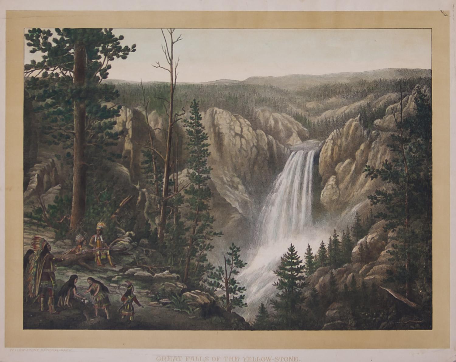 Unknown Landscape Print - Great Falls of the Yellow-Stone, Yellowstone National Park 1880