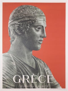 "Greece - Delphes- L'Aurige" Original Greek Travel Classical Statue Poster