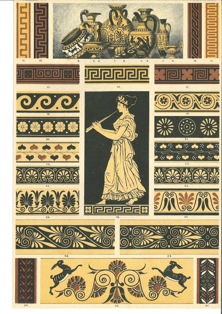 Greek Decorative Motifs - Chromolithograph - Early 20th Century