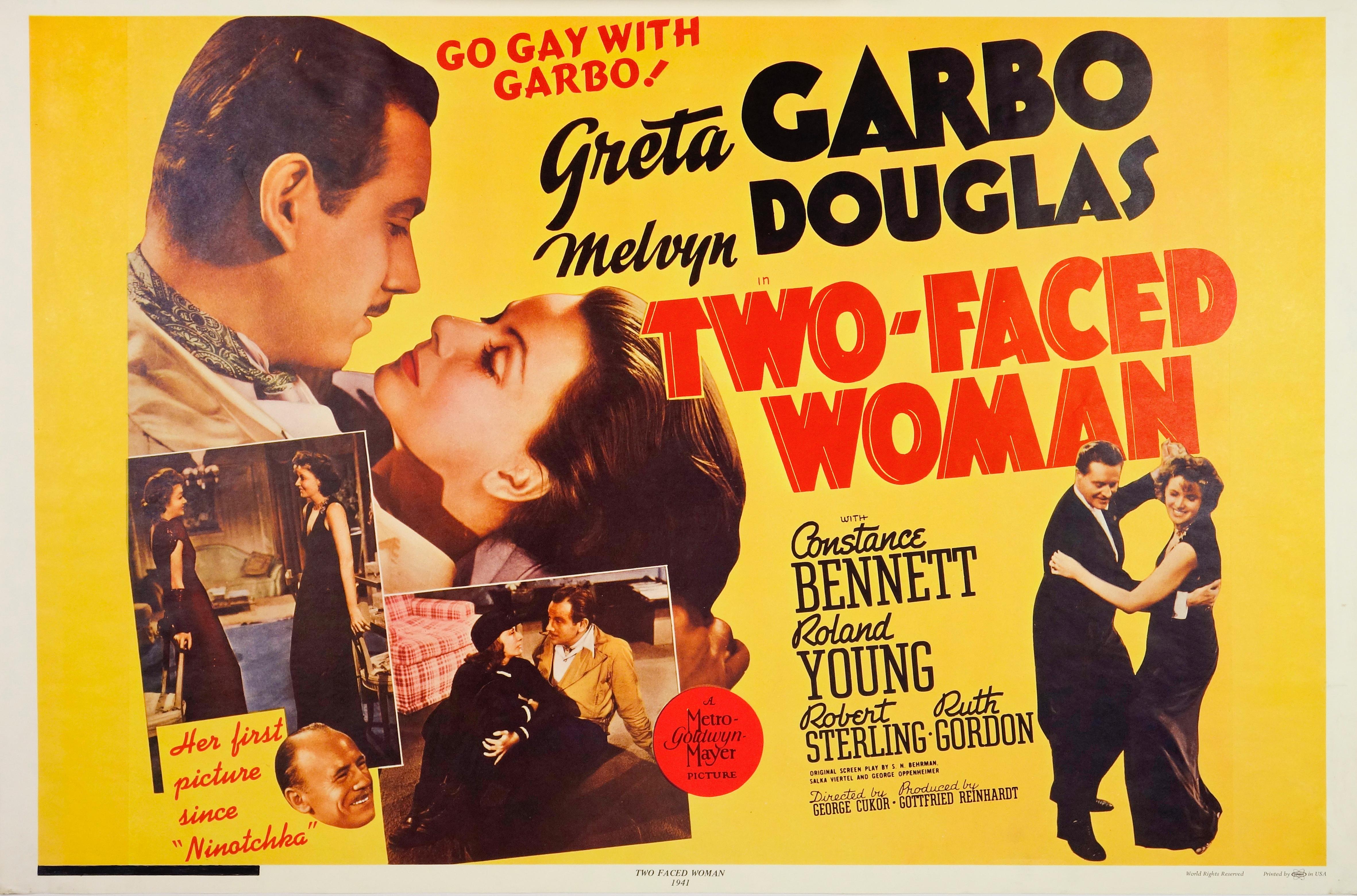 Unknown Portrait Print - Greta Garbo "Two-Faced Woman" Movie Poster "Go Gay with Garbo!"