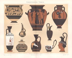 Griechische Vasen (Greek Vases), German antique archaeology print, 1895
