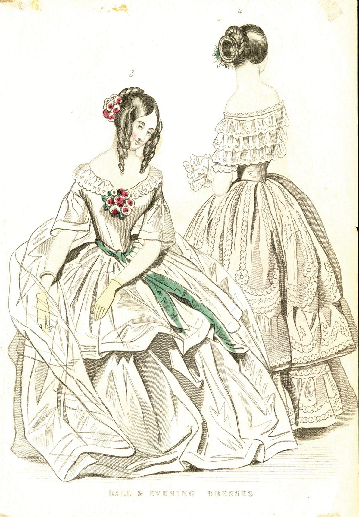 Group of 19th & 20th century hand colored fashion plates. For Sale 5