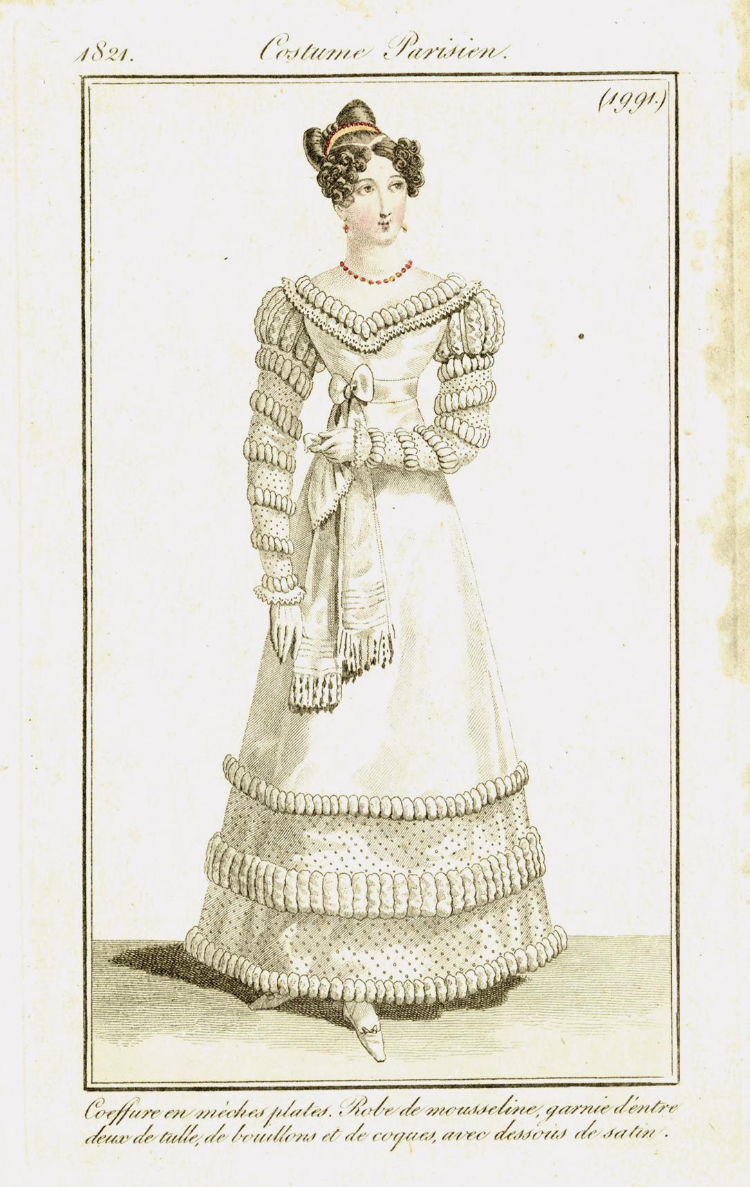 Group of 19th & 20th century hand colored fashion plates. - White Still-Life Print by Unknown