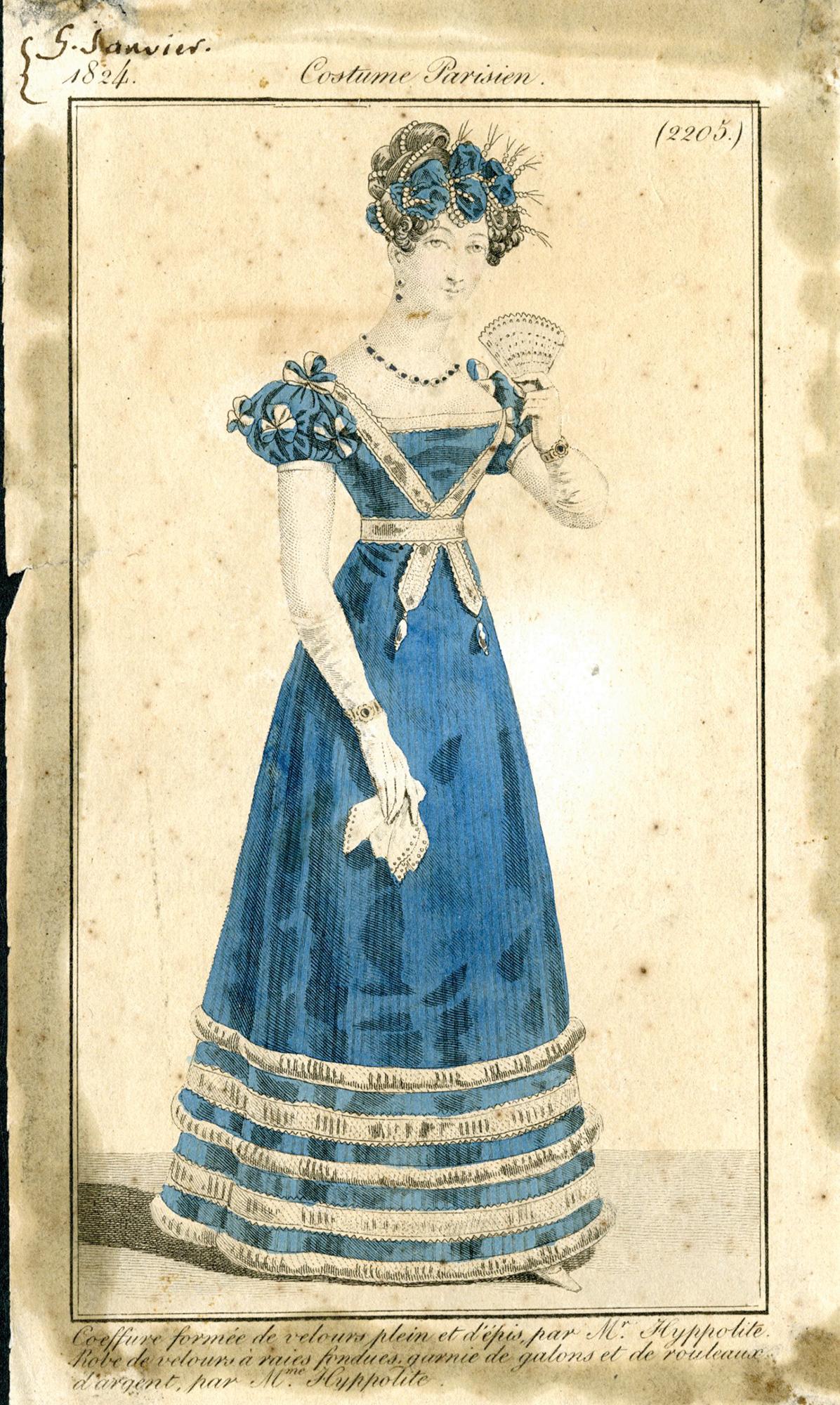 19th century European
Group of 13 hand-colored English and Continental fashion plates and costume designs.

Each an etching with hand coloring in watercolor. Various sizes and conditions, most 8 1/2 x 5 1/2 inches (215 x 139 mm) and with toning,