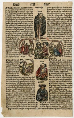 Group of 9 sheets with woodcuts from "Das Buch der Croniken unnd Geschichten".