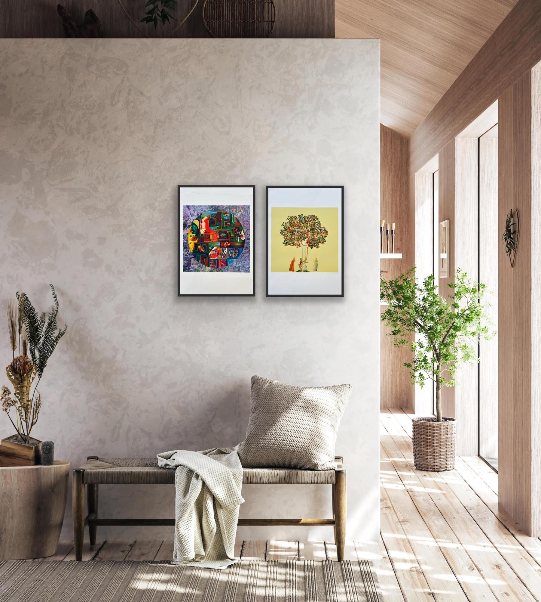 Gulammohammed Sheikh India Modern Two Colour Limited Edition Prints Baroda 16