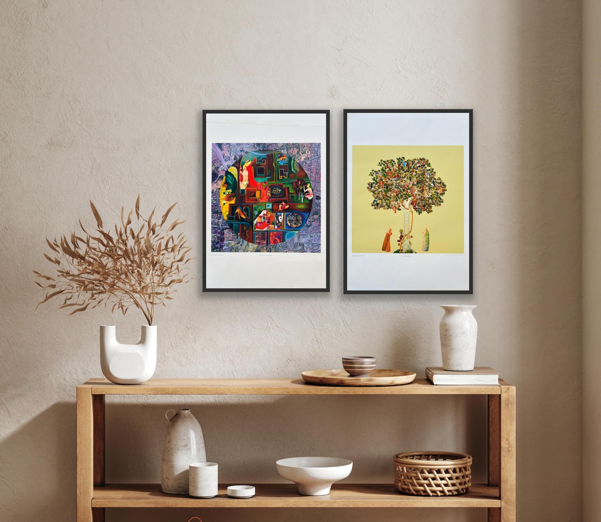 Gulammohammed Sheikh India Modern Two Colour Limited Edition Prints Baroda 17