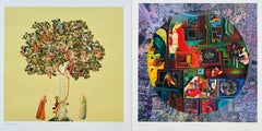Gulammohammed Sheikh India Modern Two Colour Limited Edition Prints Baroda